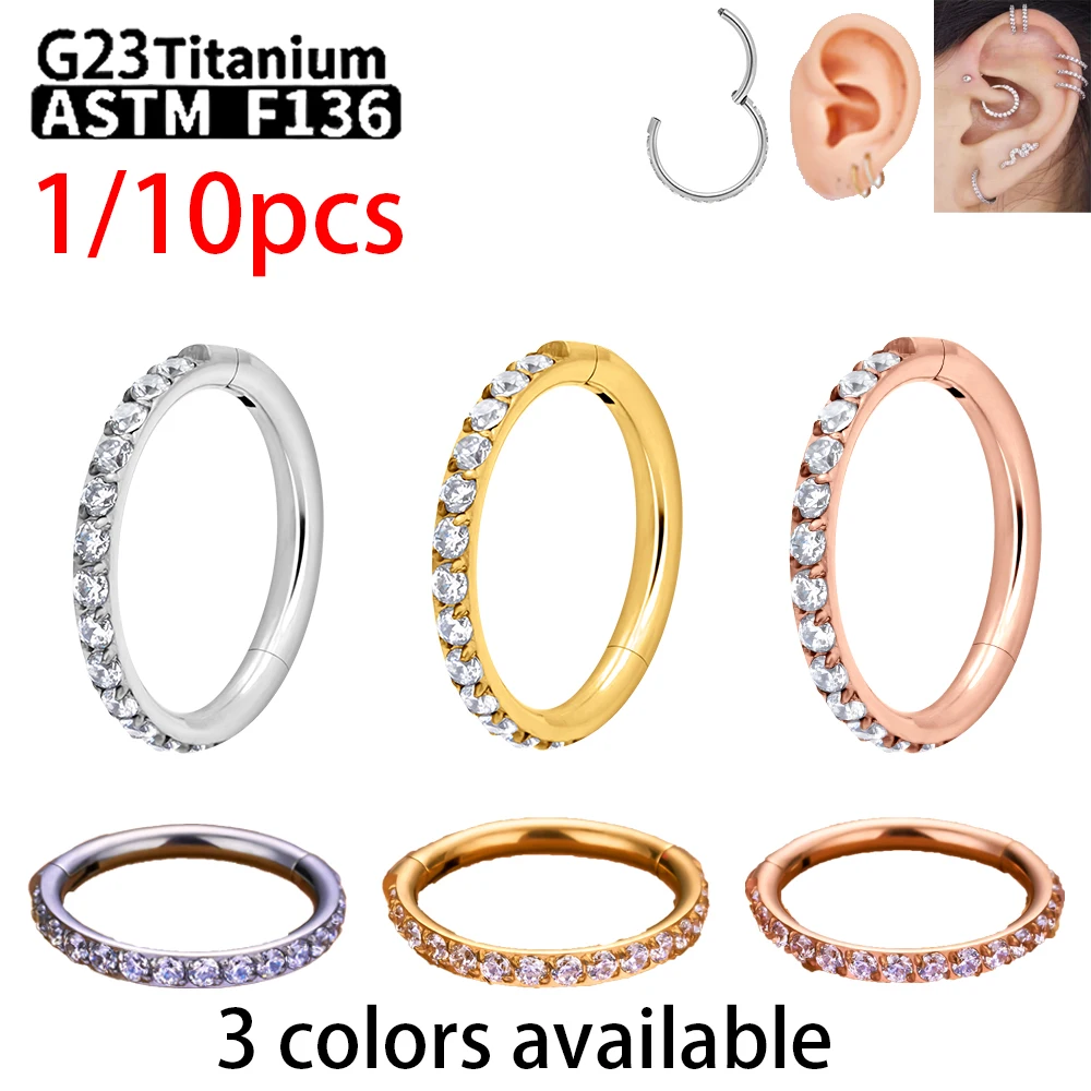 1/10pcs G23 Titanium Nasal Ring For Women Hoop Earring Lip Ring 16G/18G Cartilage Hinge toroidal Piercing Body Jewelry