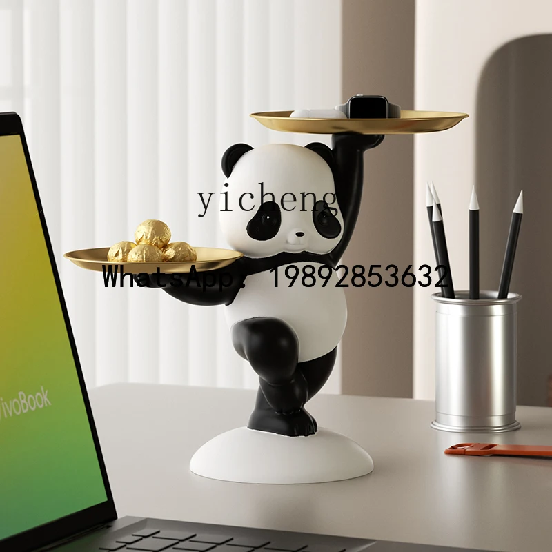 

X6 Entry Entrance Cabinet Panda Key Storage Ornament Living Room Coffee Table Double Tray Home Decoration