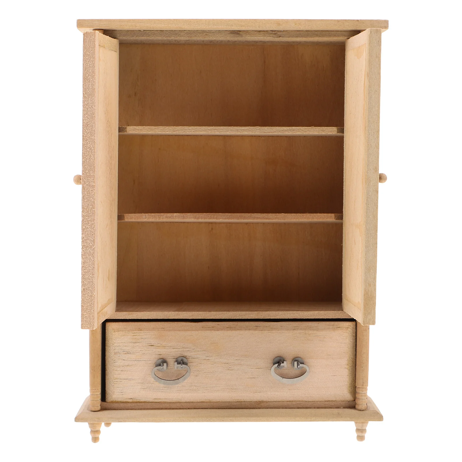 Armario Vintage de madera en miniatura 1:12, puerta doble para casa de muñecas, muebles de dormitorio, accesorios, armario para