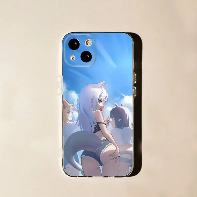 Gawr Gura VShojo VTuber Phone Case For iPhone 11 12 Mini 13 14 Pro XS Max X 8 7 6s Plus 5 SE XR Transparent Shell