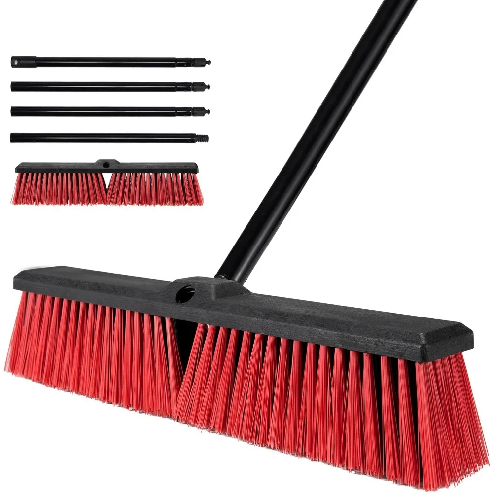 

18" Heavy Duty Outdoor Push Broom with 63" Long Handle for Deck, Driveway, Garage, Yard, Patio, Warehouse & Concrete Floors