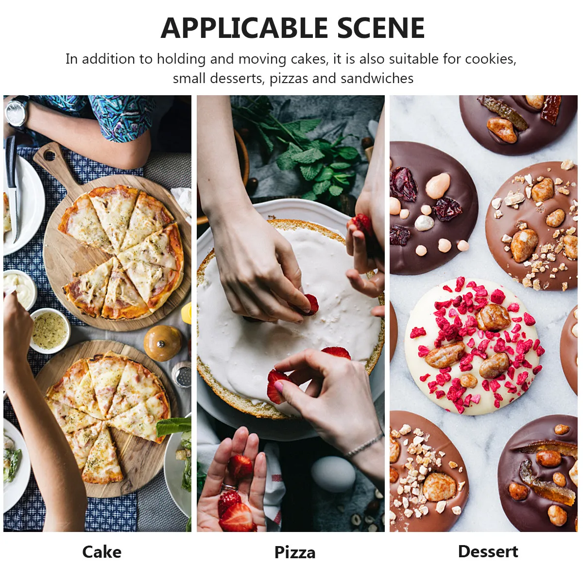 2Pcs Cake Bread Transfer Shovel Pizza Paddle Non-Slip Cake Pizza Moving Tray Dough Scraper Plastic Chopping Board for Kitchen