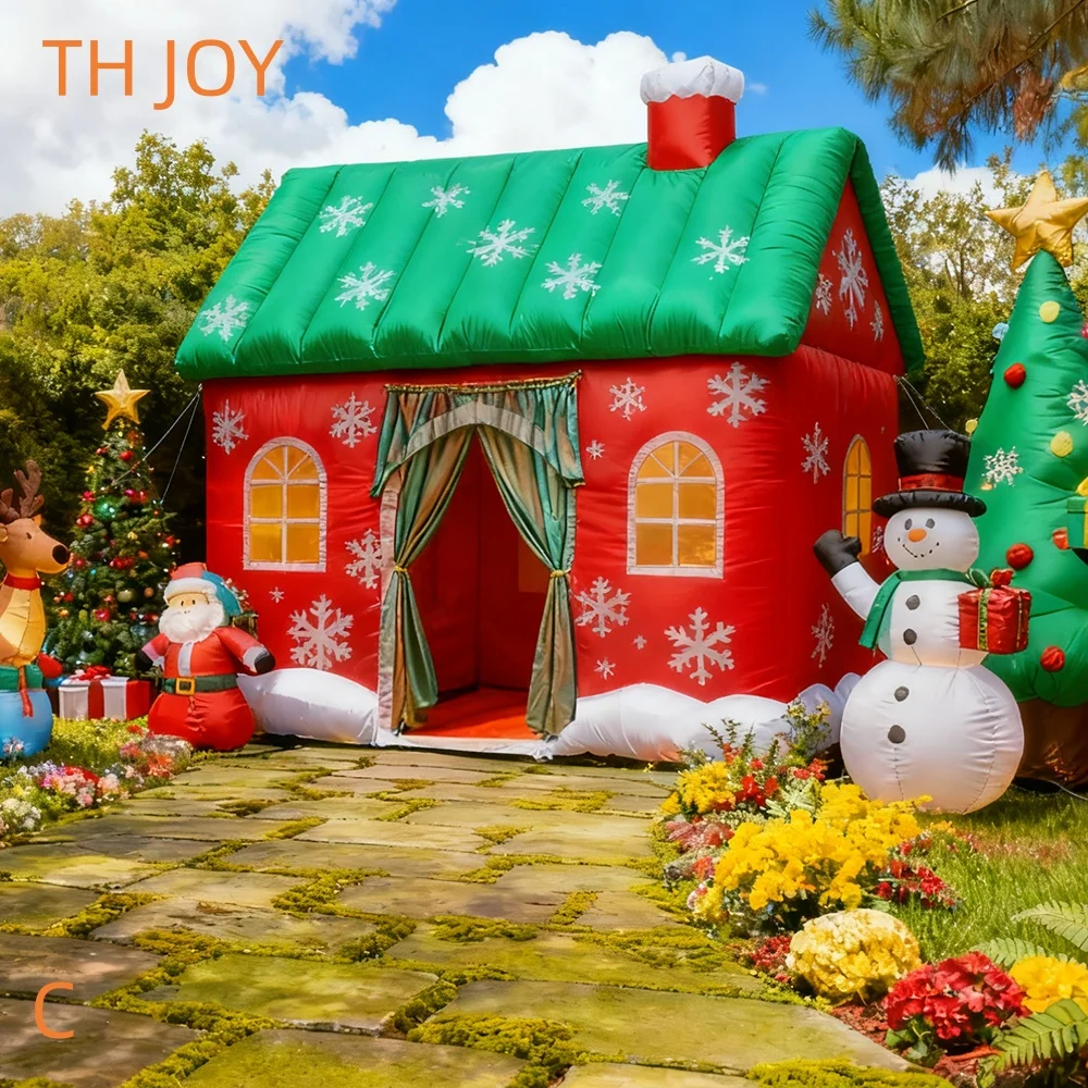 Szybka dostawa lotnicza do domu, nowy model 2025, dmuchany grot Bożego Narodzenia, dekoracja ogrodowa na zewnątrz, dmuchany domek świąteczny, namiot.