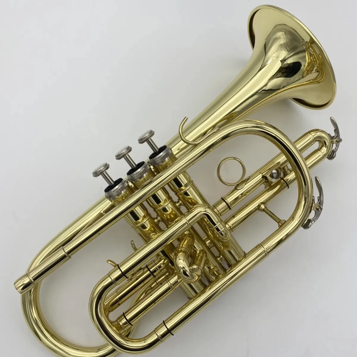 

Golden B-key professional cornet imported brass gold-plated professional-grade tone trumpet horn playing jazz instrument