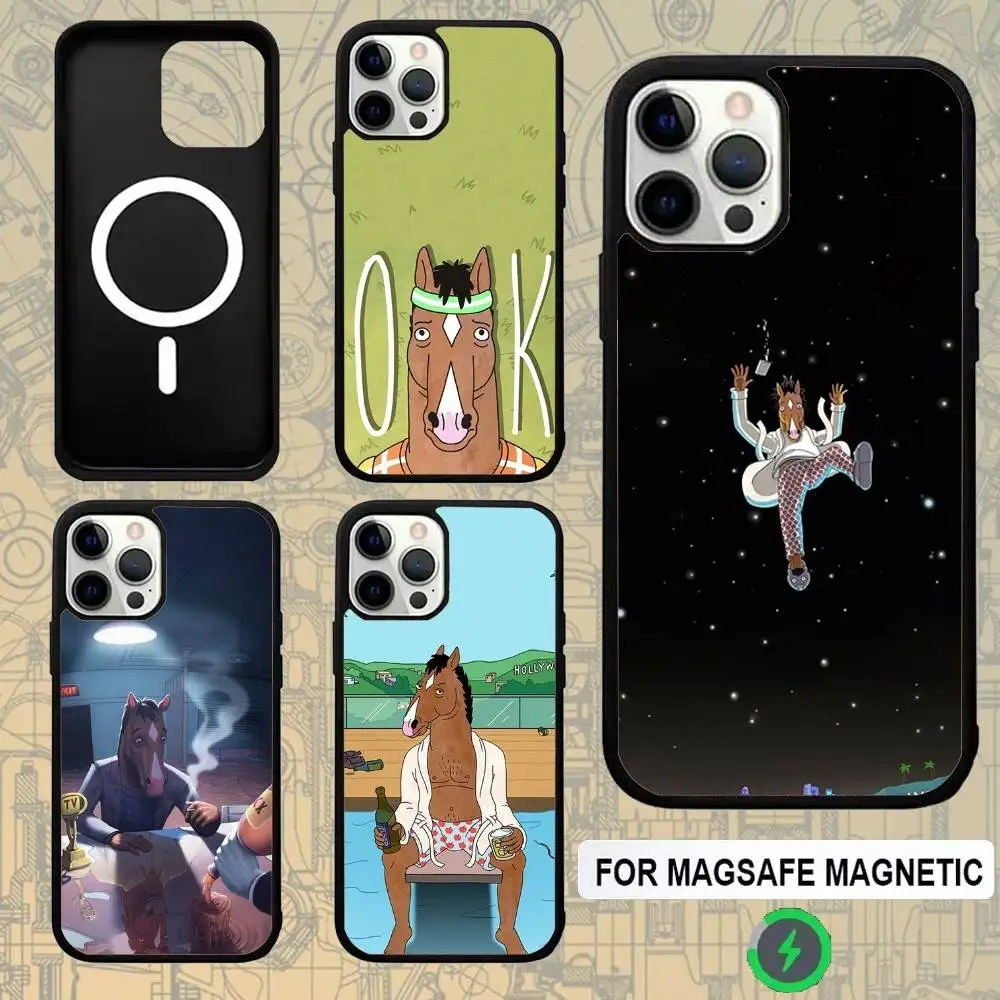 

Cartoon B-BoJack Horseman For Magsafe Wireless Charger Case For iPhone 15,16,17,13,14,11,12,Pro,Max,Plus,E,Air,Mini Magnetic