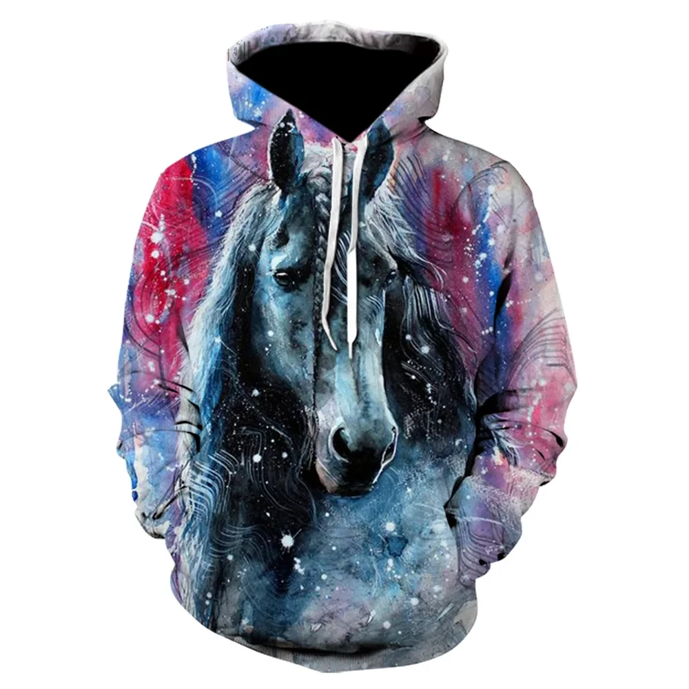 Autumn new Kids Hoodies Sweatshirt 3D Horse Animal Pattern Pullover Fashion Casual Men/Women Hoodie Sweatshirt Men coat