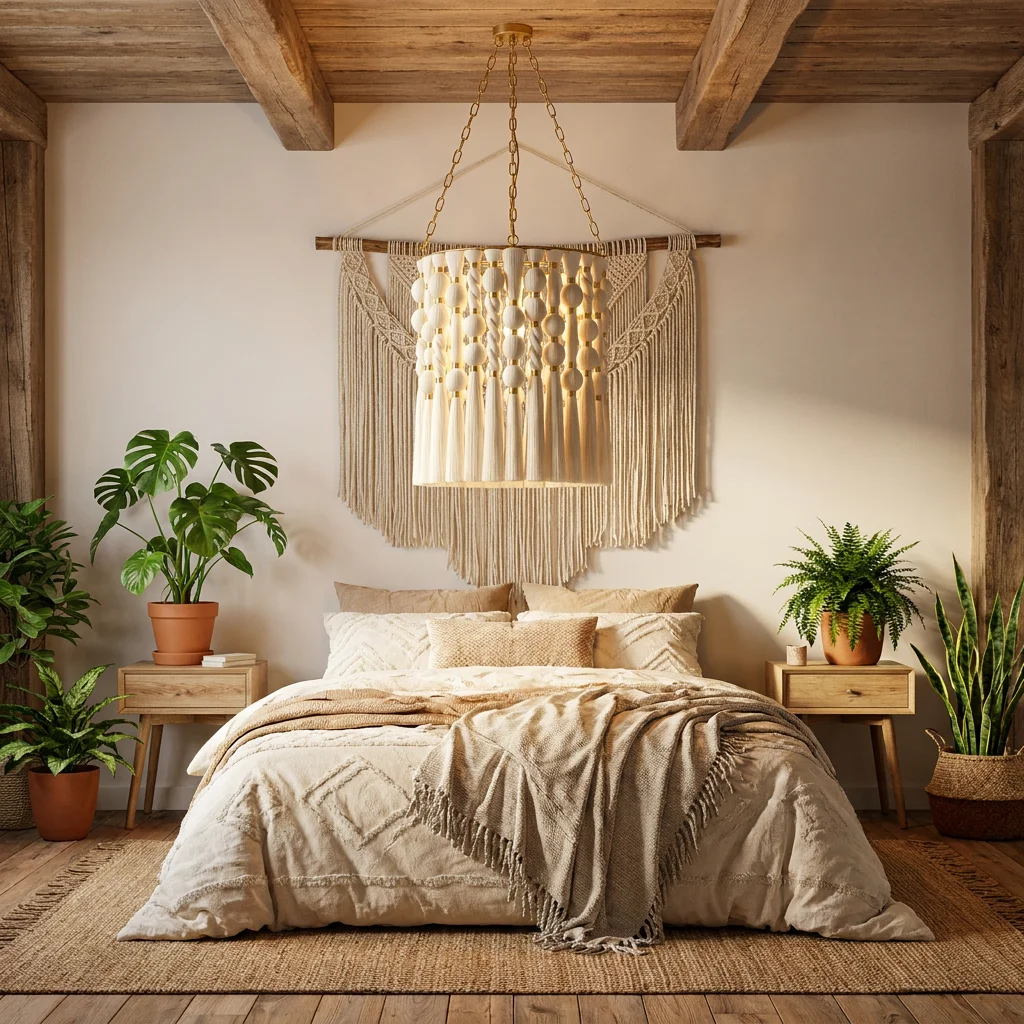 Handcrafted Tassel Braids With Gold Rings Chandelier Lampshade Macrame Tapestry Items Wall Hangings Decorations for Cozy Home