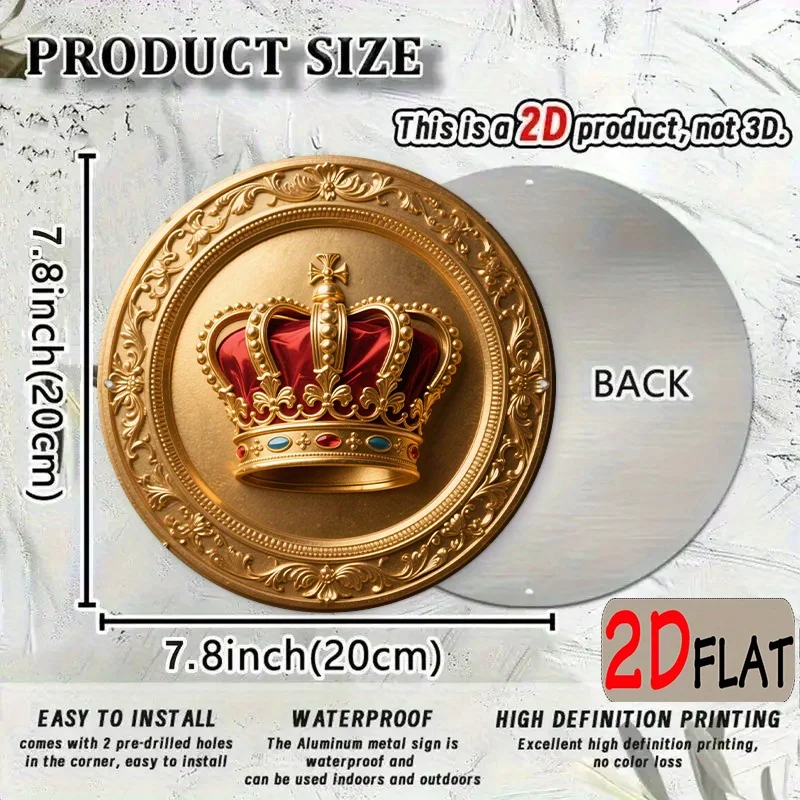 CIFBUY Elegant 2D Flat Aluminum Wall Art Waterproof Durable Round Metal Sign For Home Decor Gift