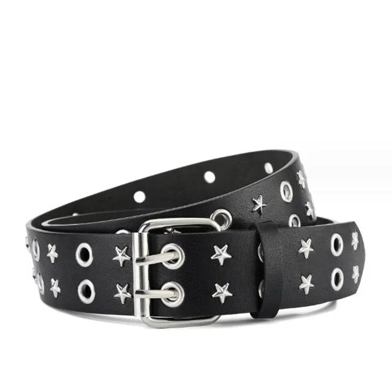 

Classical Punk Spike Belt Y2k Men's Leather Belt Fashion Double Row Rivet Belt for Men and Women Studded Waistband Female