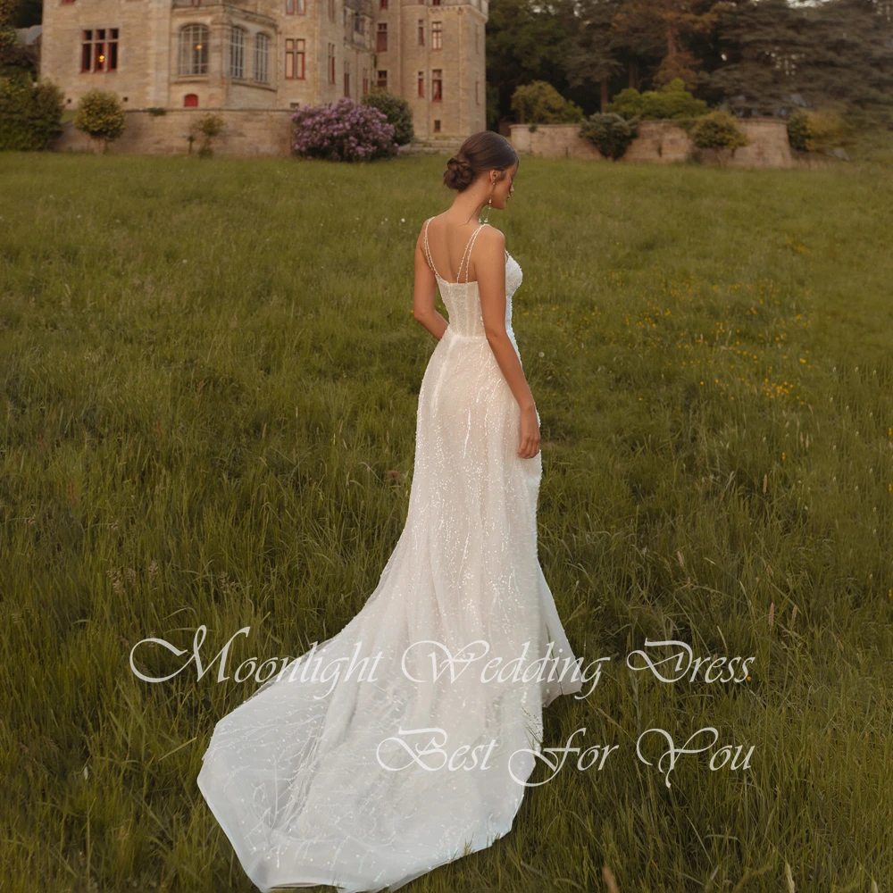 Elegant Sweetheart Lace A-Line Wedding Dresses Women 2026 Spaghetti Straps Open Back Sweep Train Vestidos De Novia Customized