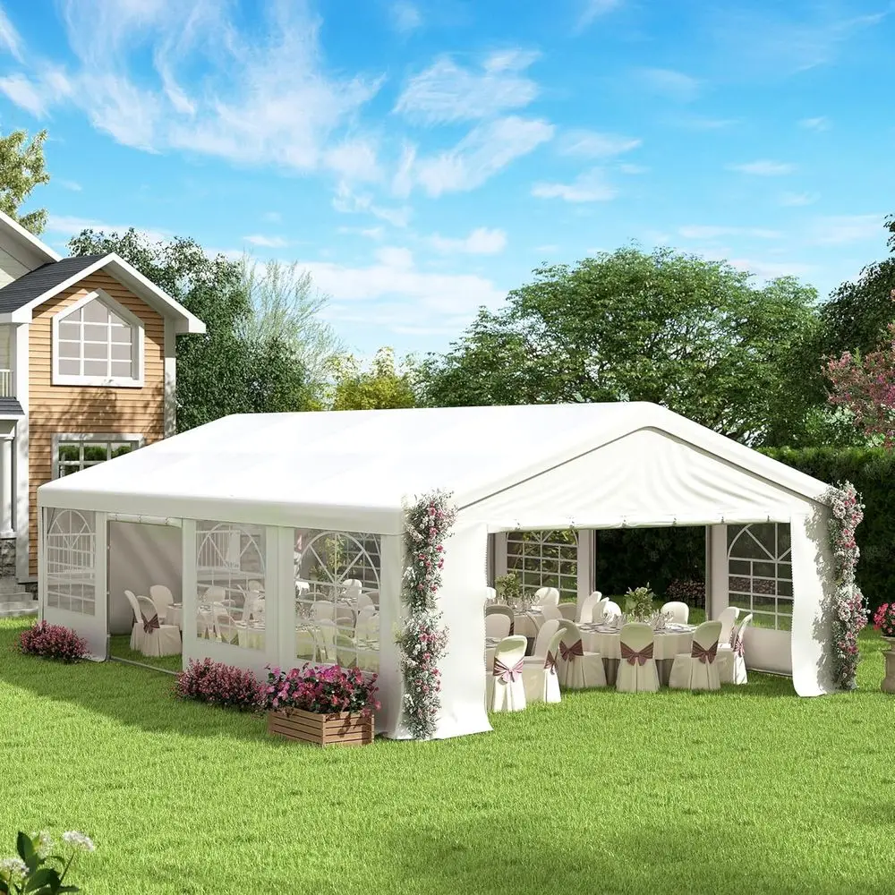 20' x 30' Heavy Duty Party Tent, Outdoor Large Wedding Tent with Removable Sidewalls, Event Shelter or Birthday Party, Outdoor E
