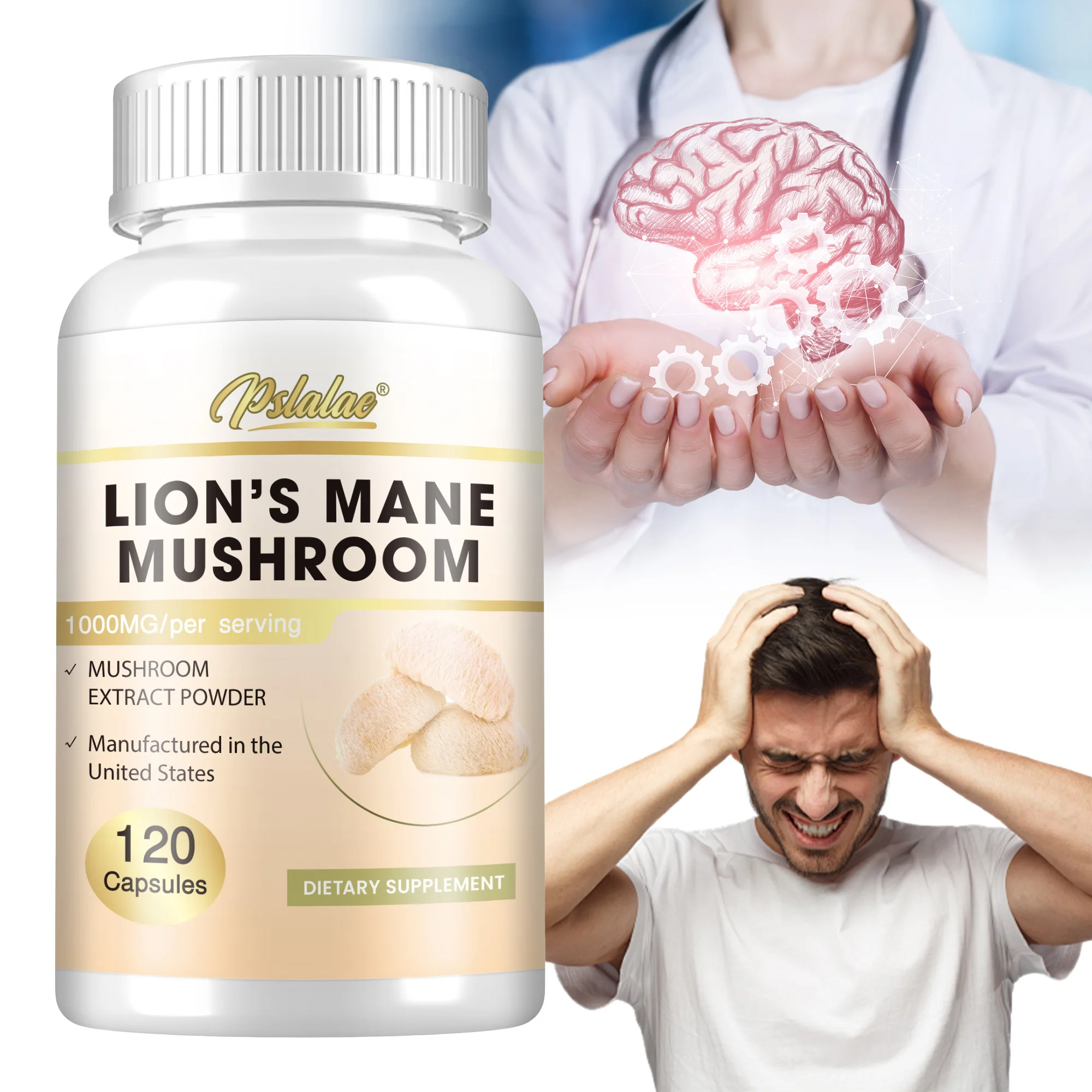 

Lion's Mane Mushroom Capsules - Improves Mood and Sleep Quality, Strengthens The Brain, Memory and Cognition