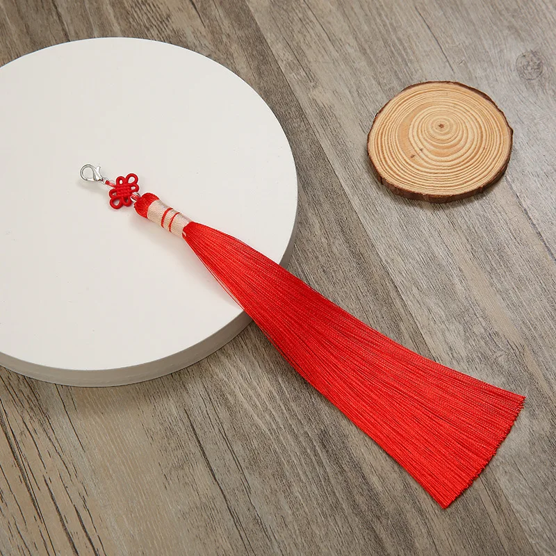 Beautiful Chinese Knot Tassel with Lobster Clasp 19cm Soft Polyester Tassels DIY Handicraft Garment Ornaments