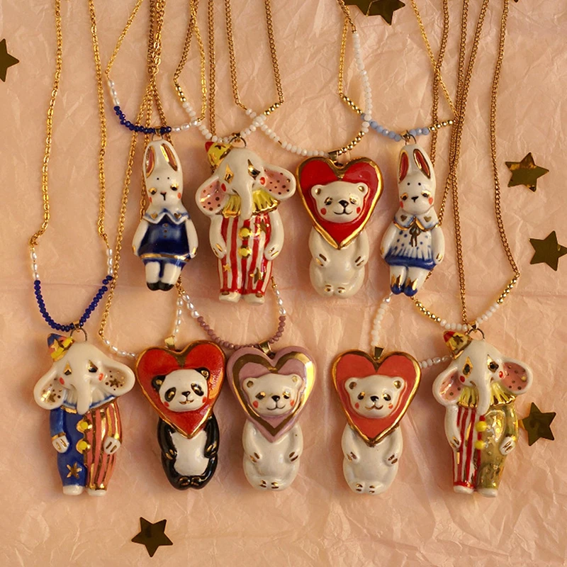 Women Retro Fashion Necklace Cute Cartoon Animal Pendant Vintage Daily Wear Jewelry Presents