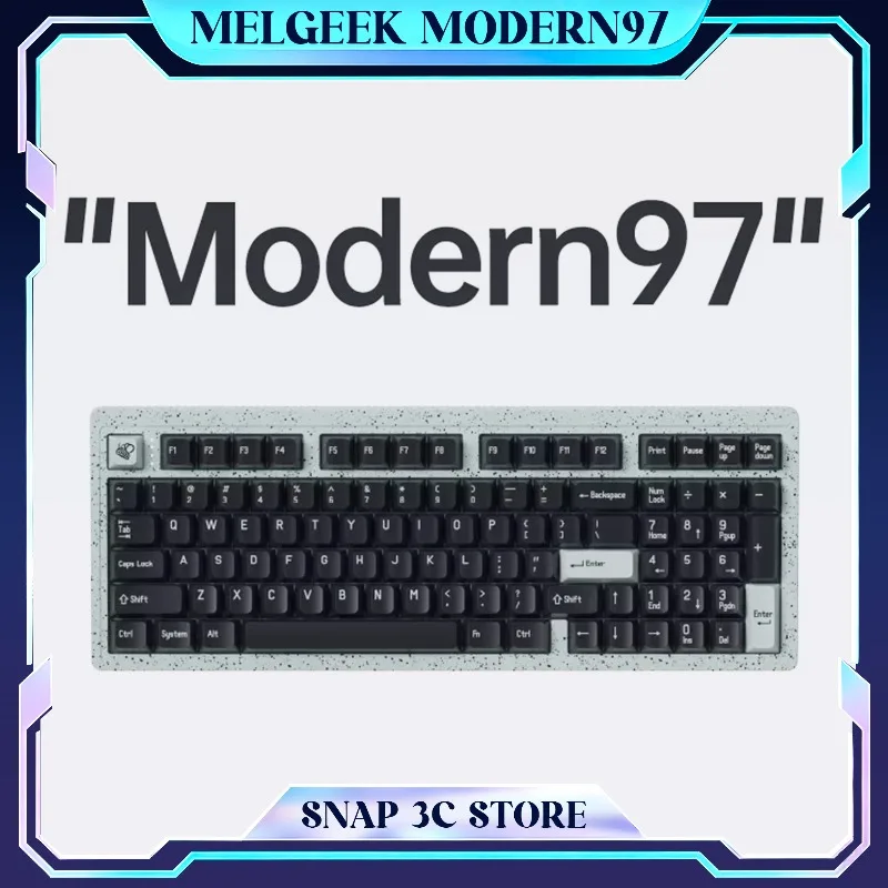 MelGeek Modern97 Mechanical Keyboard Gasket Mount Tri-Mode Wireless Bluetooth 90% Layout 97Key Custom Keyboard for Office PC Mac