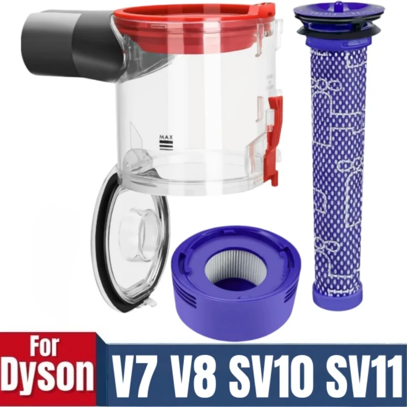 

Dust Container Replacement For Dyson V7 V8 SV10 SV11, Improved Collection Container with HEPA Filter & Pre Filter Dust Bucket Re