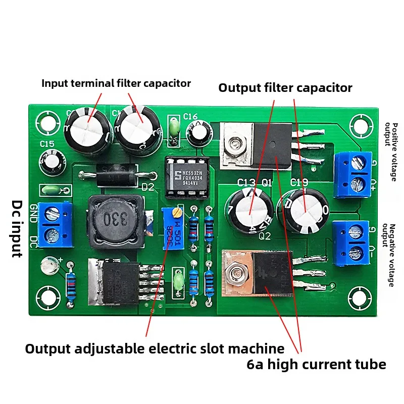 Adjustable buck boost power module XL6009, with one turn dual positive and negative voltage regulation output 5V9V12V15V18V