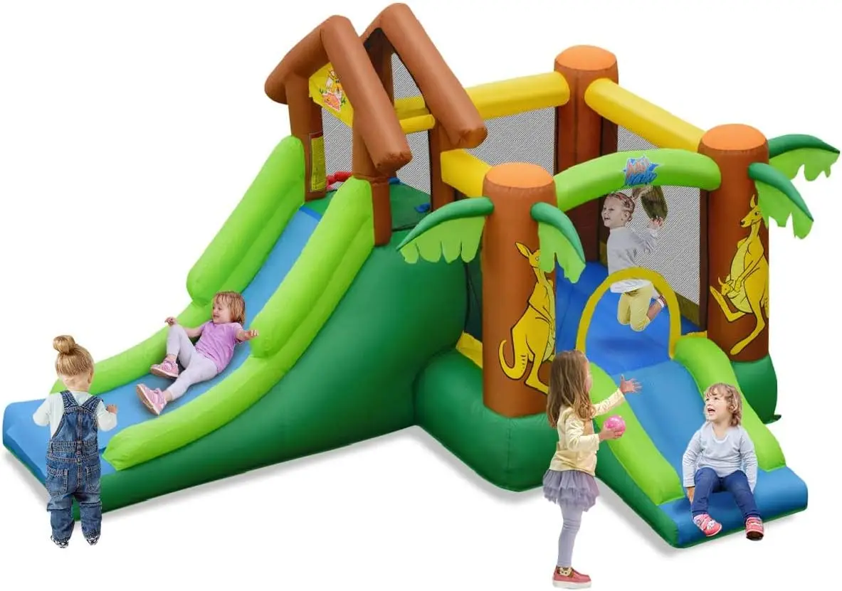 Maison gonflable de rebond, maison gonflable pour enfants en bas âge de 5 à 12 ans, fête intérieure et extérieure amusante en famille avec escalade, grand fosse à balles, Bas