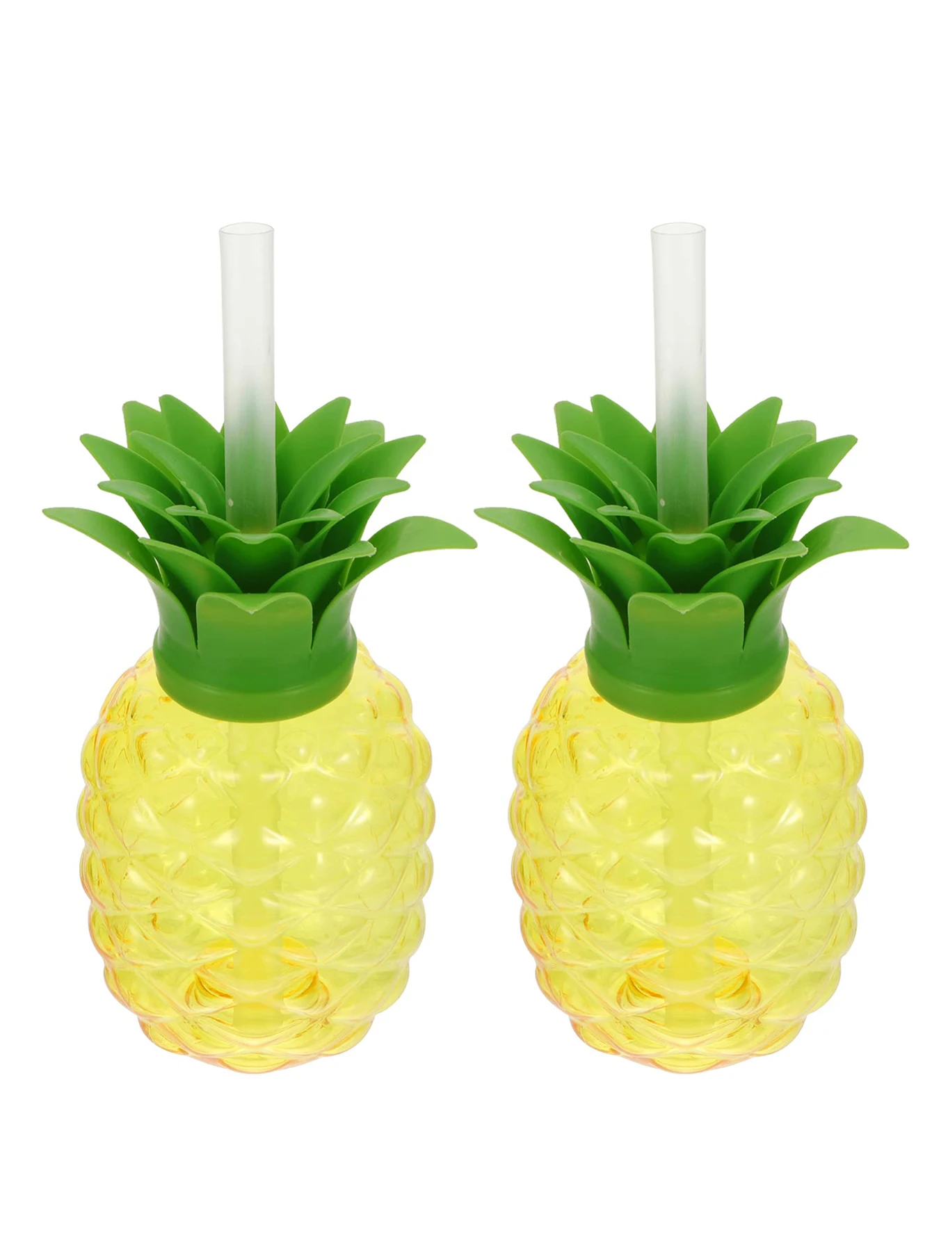 أكواب الأناناس مع القش، أكواب الأناناس البلاستيكية مع أغطية إغلاق أكواب حفلات هاواي Luau Tiki وديكورات حفلات الشاطئ #1