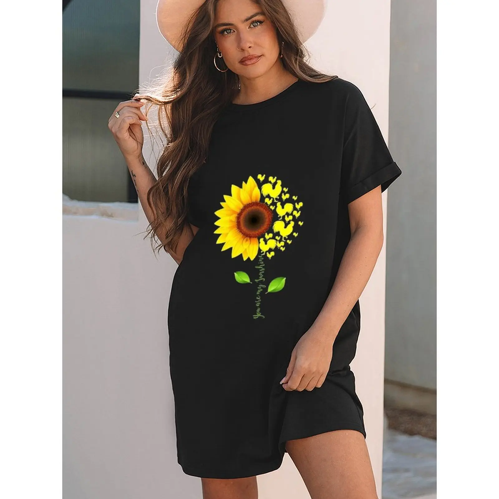 

2025 T Shirts Woman Elegant Print T-shirt Oversized Short Sleeve O Neck Casual Top For Summer Spring Fashion Women's Clothing