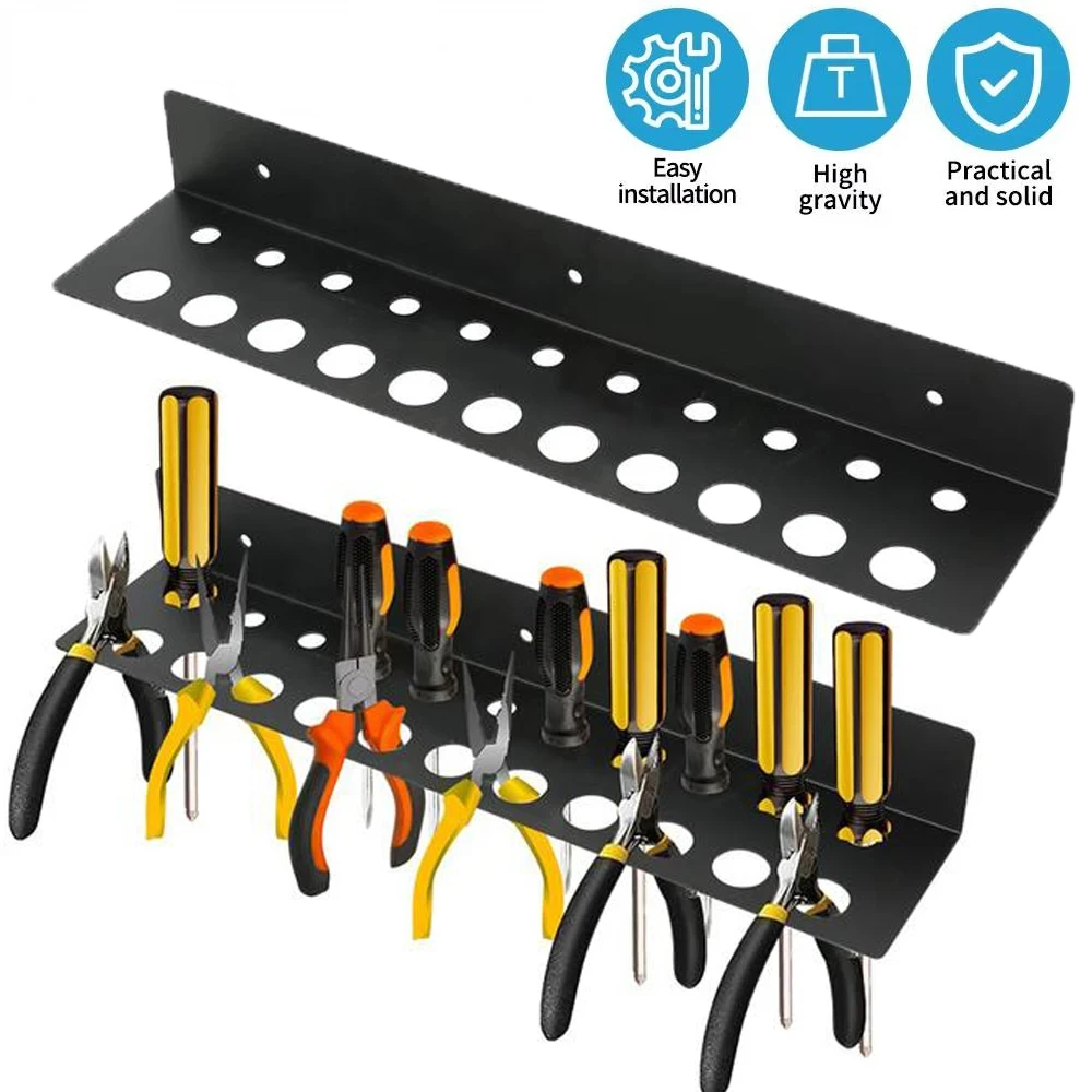 Screwdriver Tool Organizer Holder Pliers Hammer Wrench Tool Holder Wall Mount Hand Tools Metal Storage Rack Shelf For Workshop