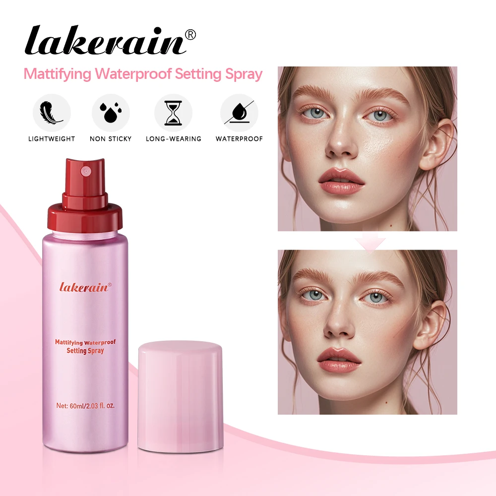 Lakerain-Spray matificante resistente al agua, aceite de Control de larga duración, acabado mate resistente al agua, pulverizador fijador de maquillaje para apretar los poros