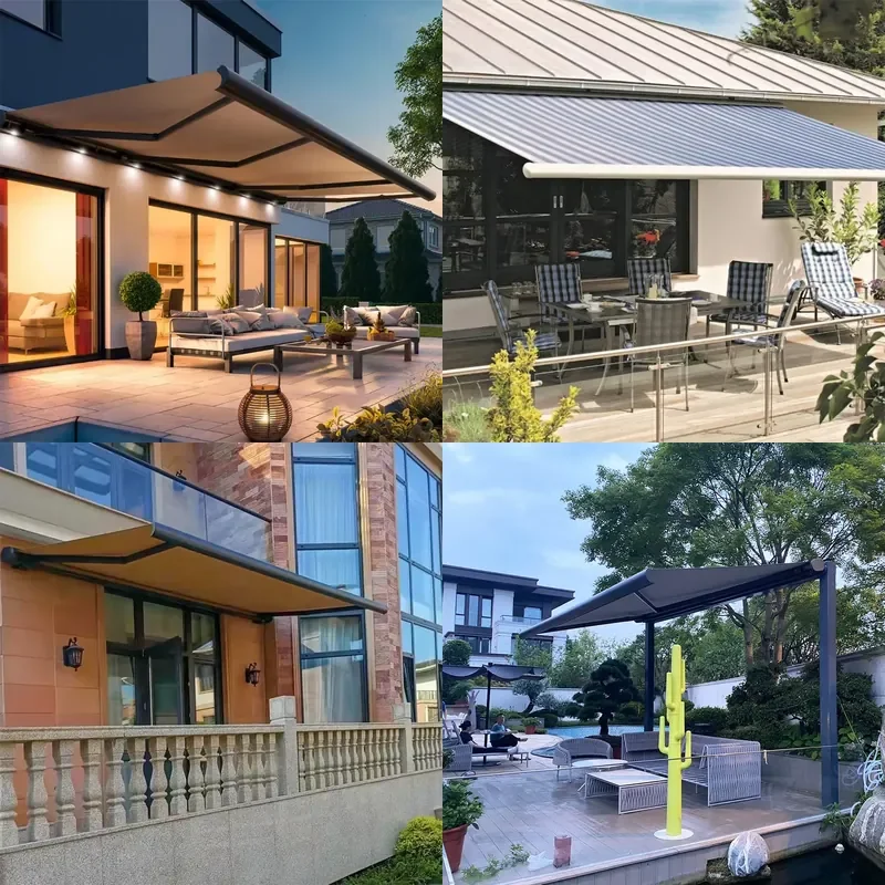 for Electric Outdoor Patio Waterproof Aluminum Full Box Folding Arm Retractable Awning