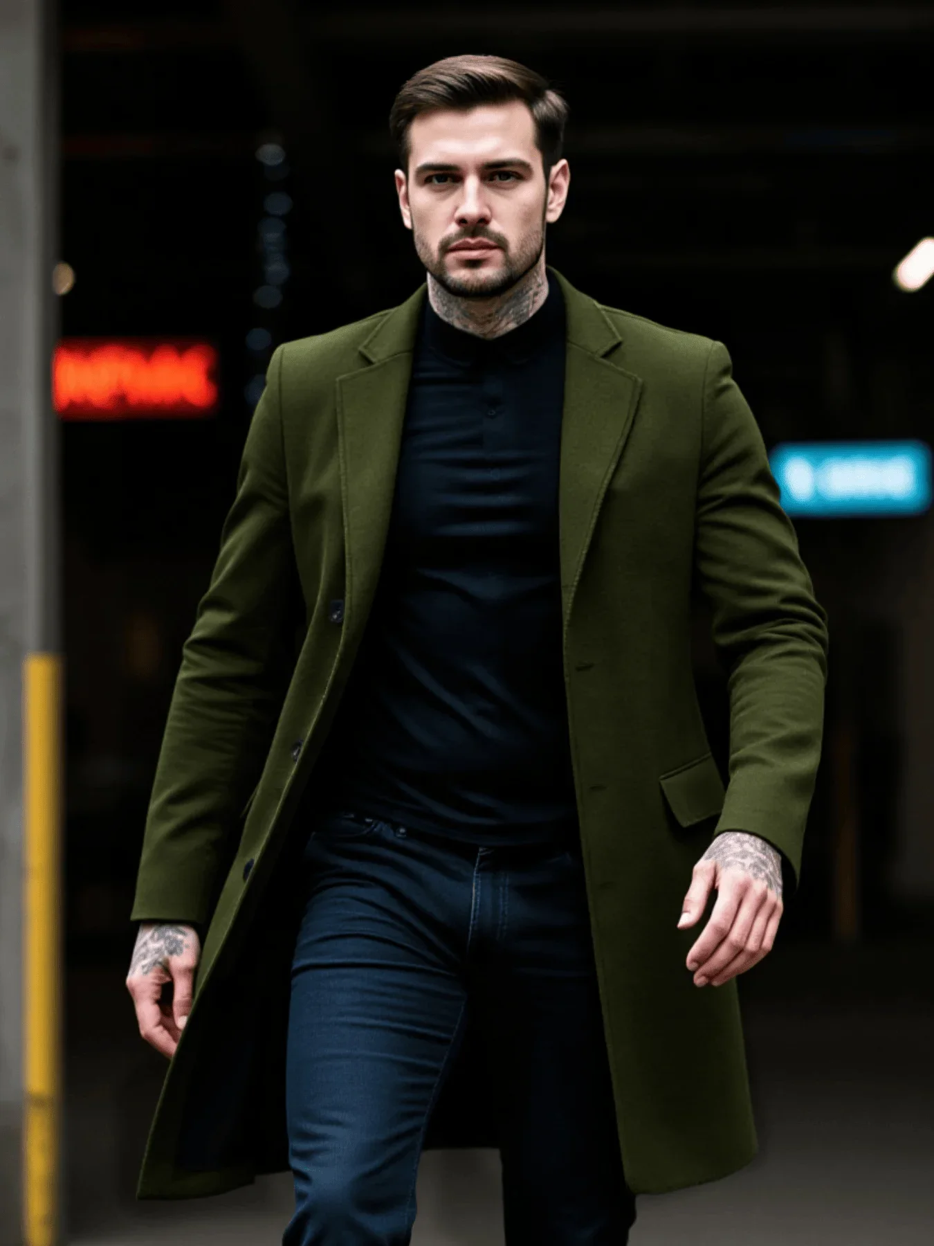 

Winter-Proof Men's Solid Coat:Single-Breasted Woolenen Jacket, Thickened Lining - Lined For Extreme Cold Protection