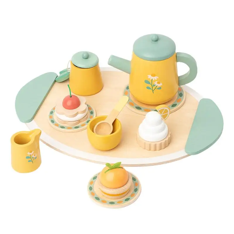 

Kids Tea Set Toy Kids Wooden Kitchen Sets Play Pretend Play Food Learning Role Play Game Early Educational Toy For Toddlers Girl