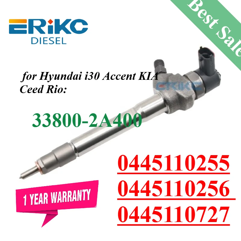 0445110255 0445110256 338002A400 Diesel Fuel Injector 0445110727 Engine Nozzle for Hyundai i30 Accent KIA Ceed Rio 33800-2A400
