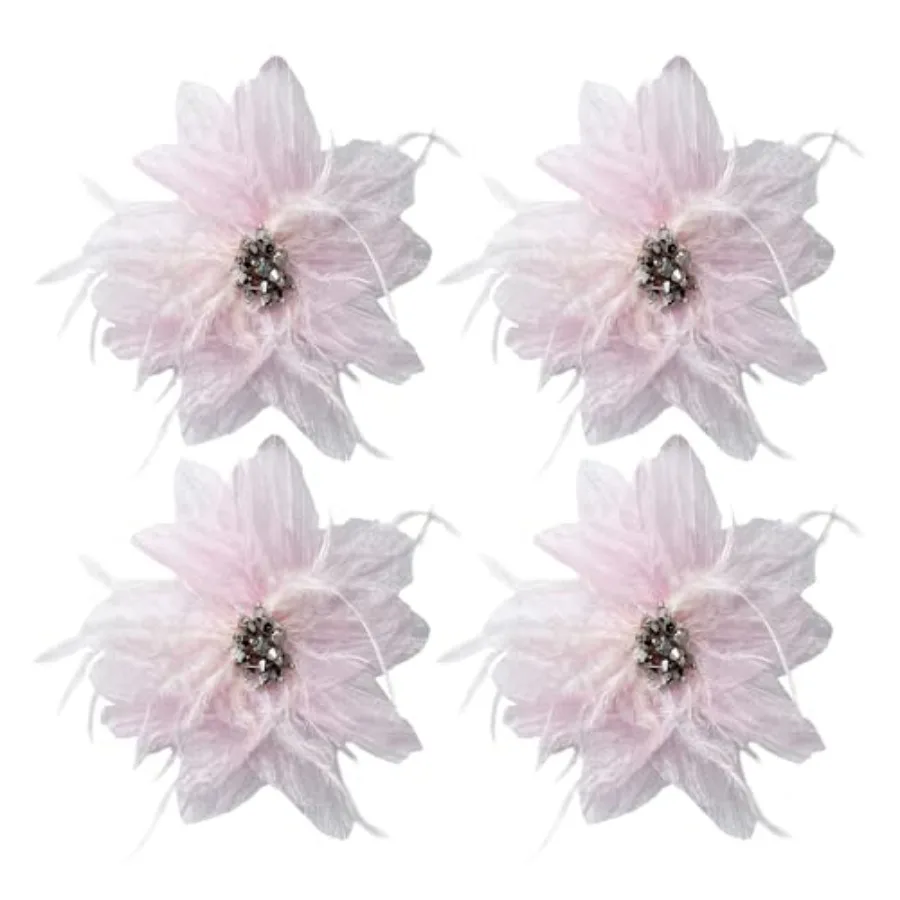 

Women's Brooches 4pcs Organza Flower Feather Hair Clip Dancer Pin up Mexican Hair Flowers Clips Hairpin Brooch Tea Party Hats H