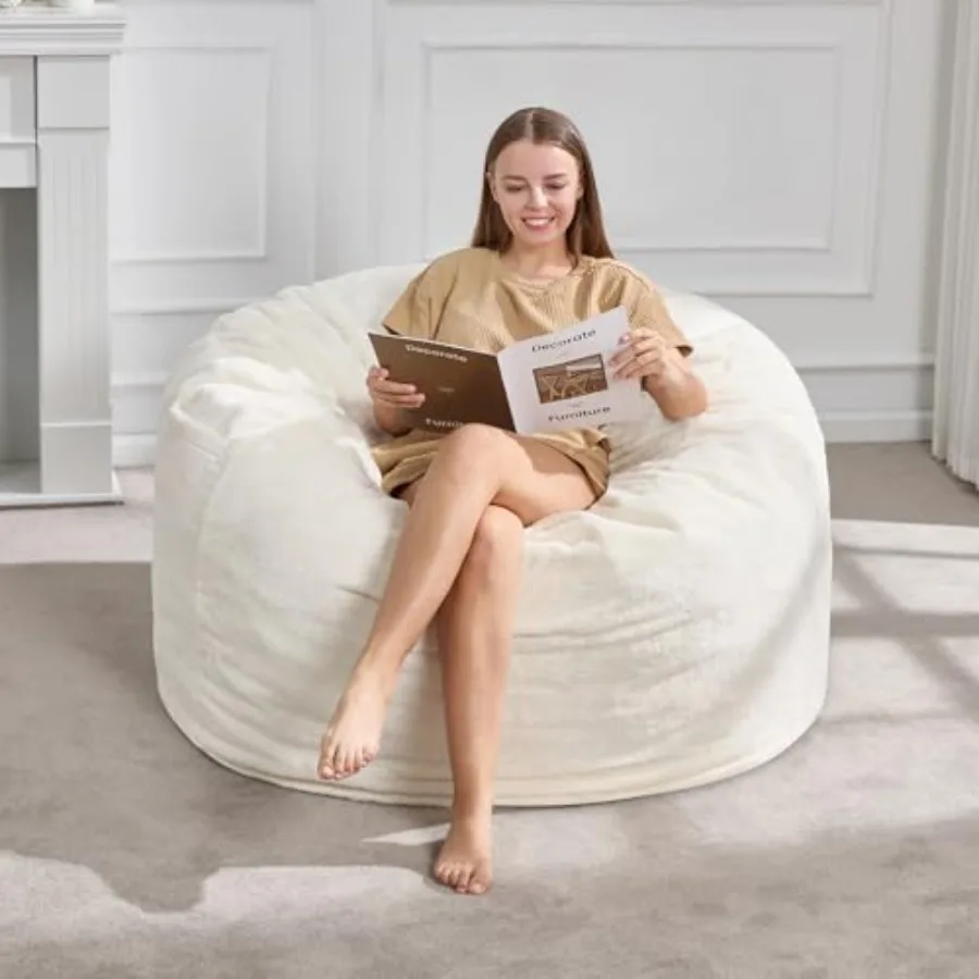 3Feet Bean Bag Chairs for Adults Large Beanbag Chair with Plush Faux Fur Cover Big Bean Bag Chair for Living Room Bedroom Dorm