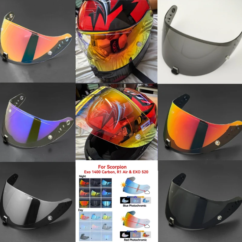 

1PCS Helmets Visor for Scorpion EXO R1 520 1400 Motorcycle Helmet Lens Visor Plating Uv Protection Lens Faceshield