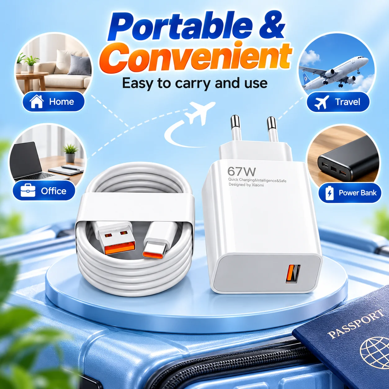 67W 6A Fast Wall Charger USB Type C Cable for Xiaomi 13T 12 Lite 11 10 Redmi Note 13 Pro 12T 11T 10S POCO Turbo Quick Charge Pro