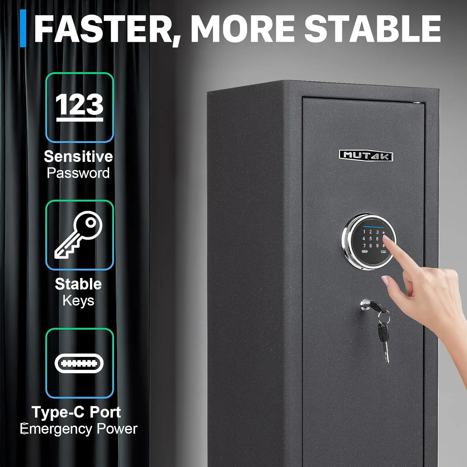 4-5 Gun Safe for Rifle and Pistols, Long Gun Safe for Rifle Shotgun for Home, Quick Access 3-5 Gun Storage Cabinet with Handgun