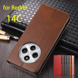 Leather Case for Xiaomi Redmi 14C / Redmi14C Flip Case Card Holder Holster Magnetic Attraction Cover Wallet Case Fundas Coque