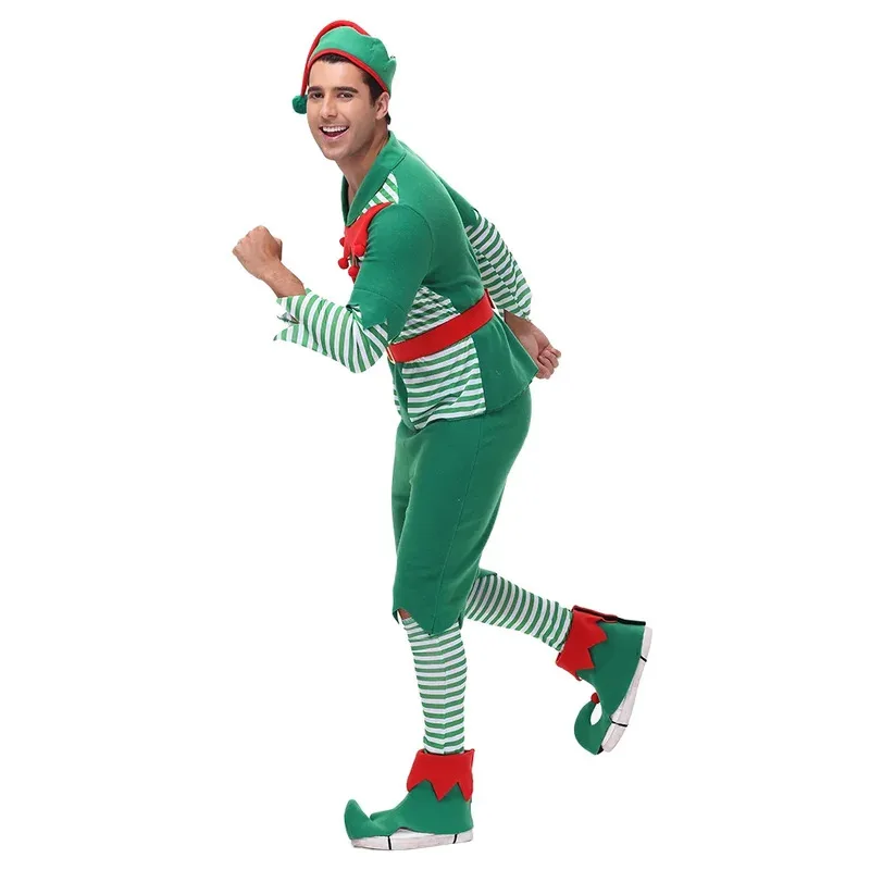 

COSda@Christmas Elf Cosplay Costume Cartoon Green Elf Suit Family Carnival Party New Year Funny Dress Up Adult Clothes Set For M