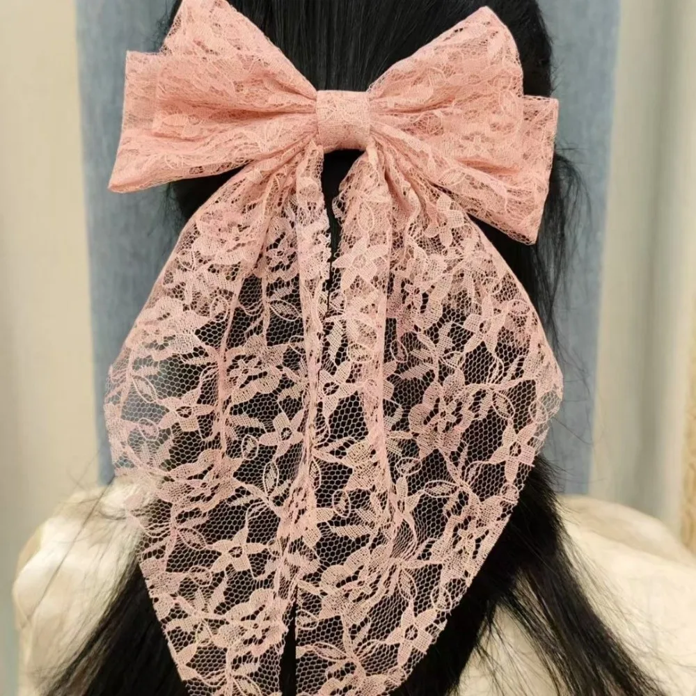 New Cut-out Lace Hair Clip Bow Fabric Korean Style Spring Clamp Vintage Lace Butterfly Knot Hairpin For Women