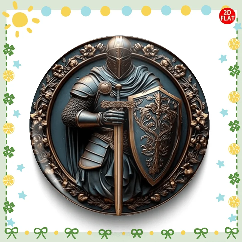 2D Flat, 2D FLAT Knight Brooch Pin Badge - Elegant Medieval Knight Shield Suitable for Jeans, Clothes, Backpacks & Hats, Collect