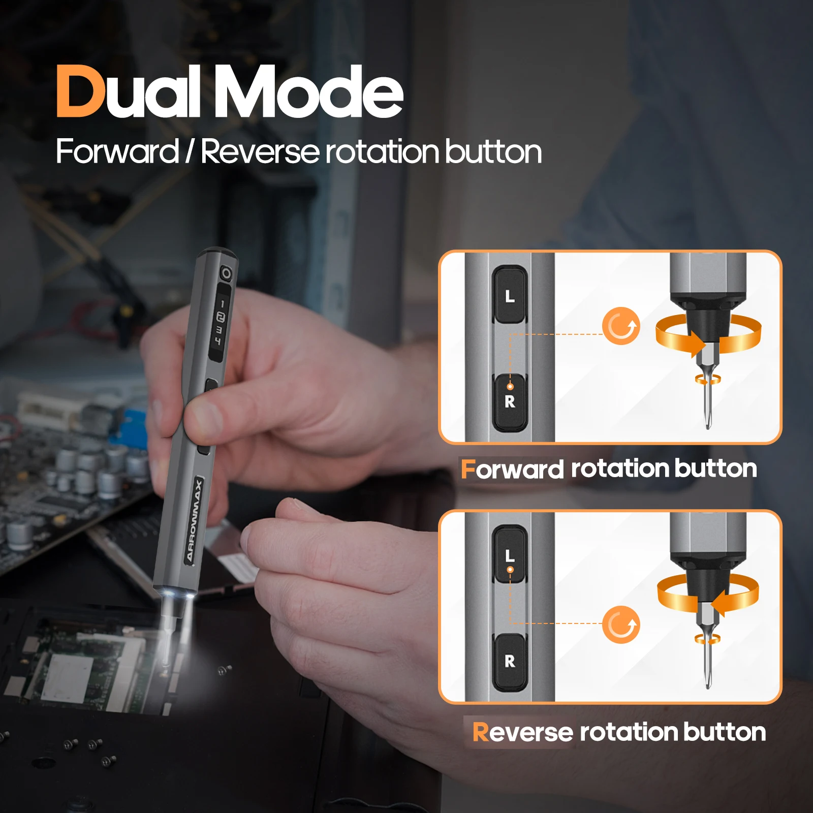 Imagem -04 - Conjunto de Chave de Fenda Elétrica Arrowmax Precision Mini Kit de Chave de Fenda sem Fio Recarregável Torque de Engrenagens Display Oled Ses Plus