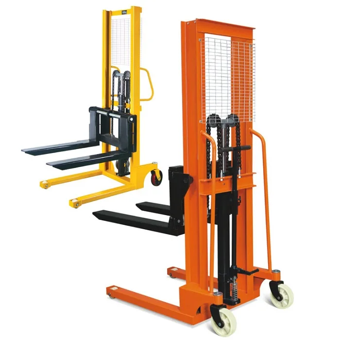 Manual Stacker Straddle Legs Wide Leg Jack 1.6/2/3 Meters Lifting Height Double Frame Heavy Duty Pallet 1ton/2/3tons Fork Length