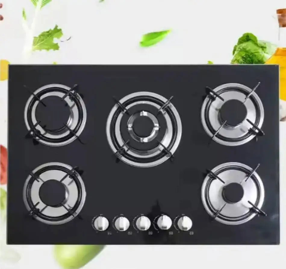 Embedded 4-Burner Multi-Head Built-In Stove Tempered Glass Panel LPG/Natural Gas RV Use Electronic Ignition Class Energy