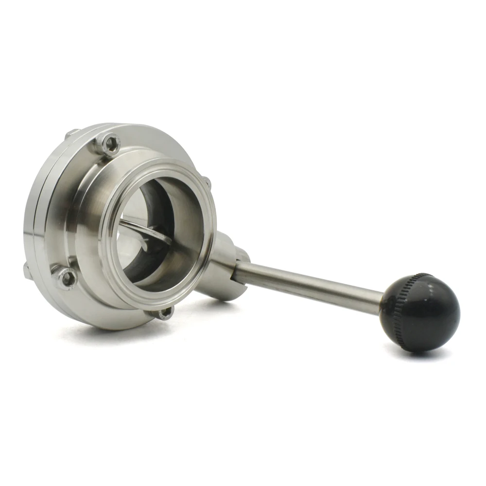 3/4 "1" 1-1/2 "2" 3 "4" SS304/316L Sanitär-Absperrklappe aus Edelstahl, OD50,5/64/119 mm, Drei-Clip-Absperrklappe – Detail 4