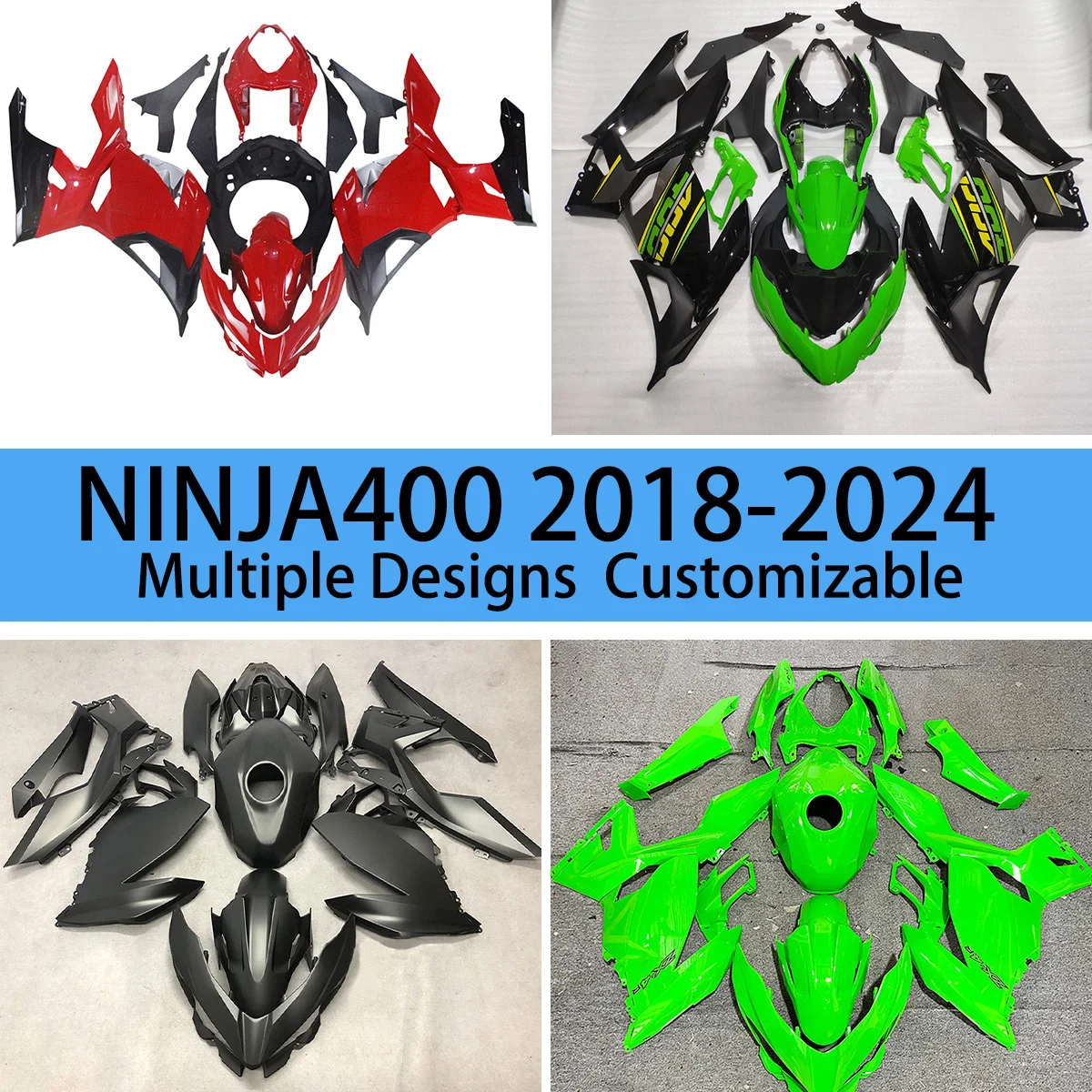 

Обтекатели для мотоциклов KAWASAKI NINJA400 2018 2019 2020 2021 2022 2023 EX400R 18-24, комплект обтекателей для капота