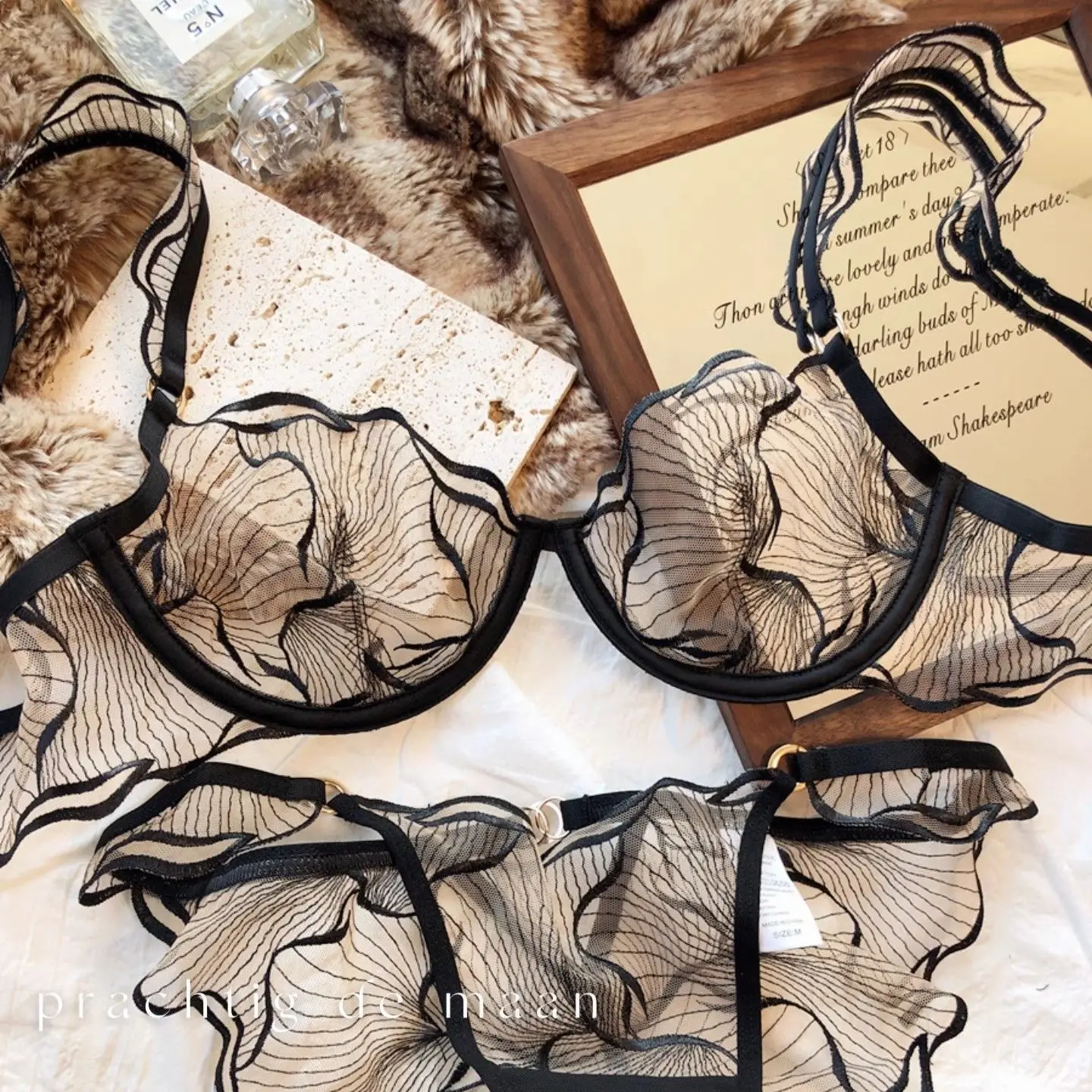 kuclut Sexy Light Lace Mesh Bra Set Small Breasts Gathered Collect Vice Breasts Comfortable Soft Steel Ring Anti-Sagging Bra Set