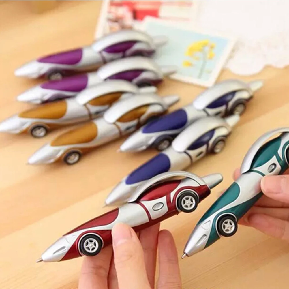 6 قطعة أقلام حبر جاف للسيارة لطيف Kawaii الكرتون البلاستيك الكتابة القرطاسية مكتب اللوازم المدرسية هدايا للبنين غرامة تلميح