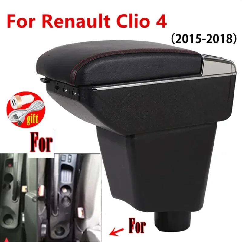 

NEW For Renault Clio Mk4 Armrest Box Car Central storage Box Interior Car Accessories USB Charging