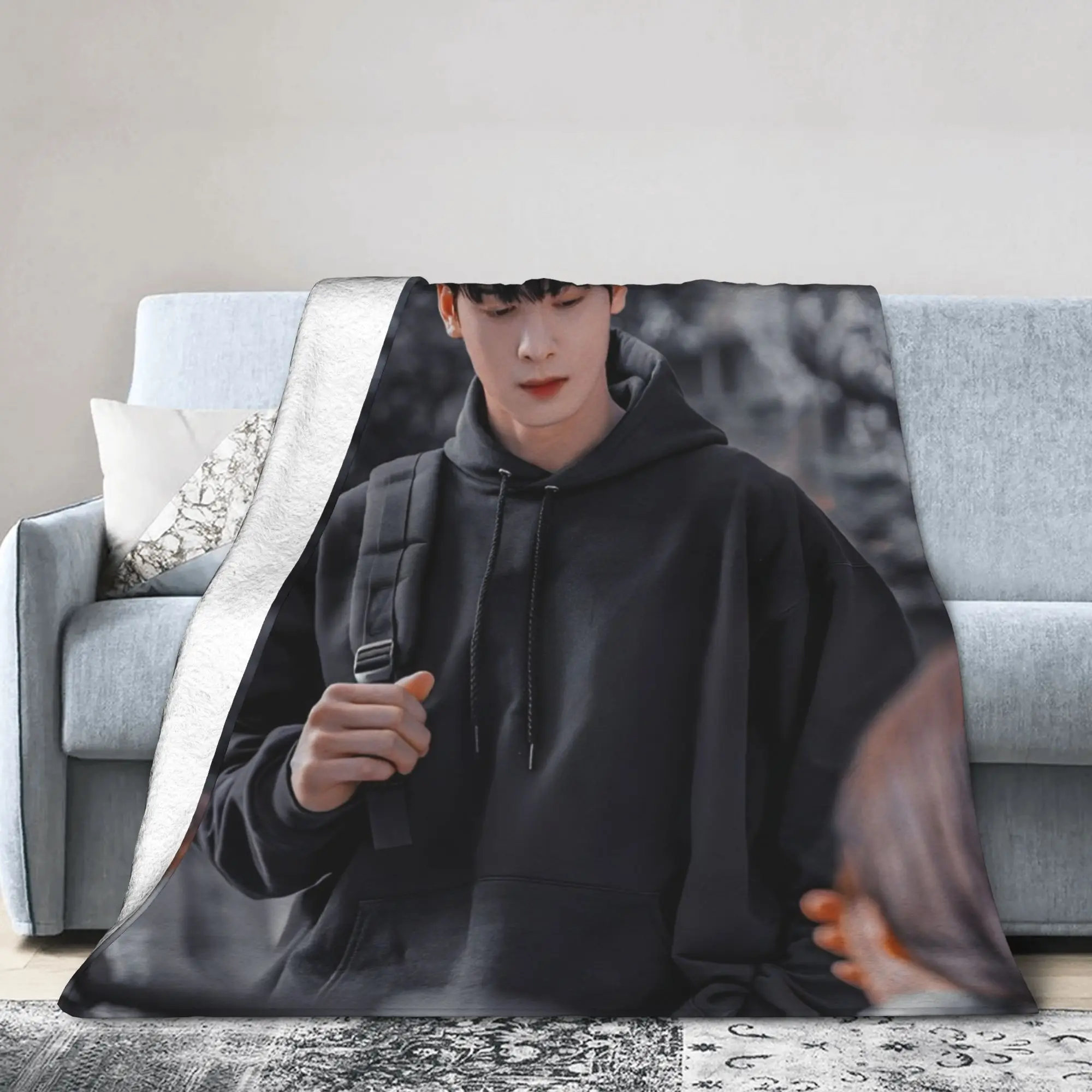 True Beauty Series Hwang in Youp Cha EunWoo Fleece Blanket  Customized Throw Blanket for Bed Sofa Couch 125*100cm Bedspread