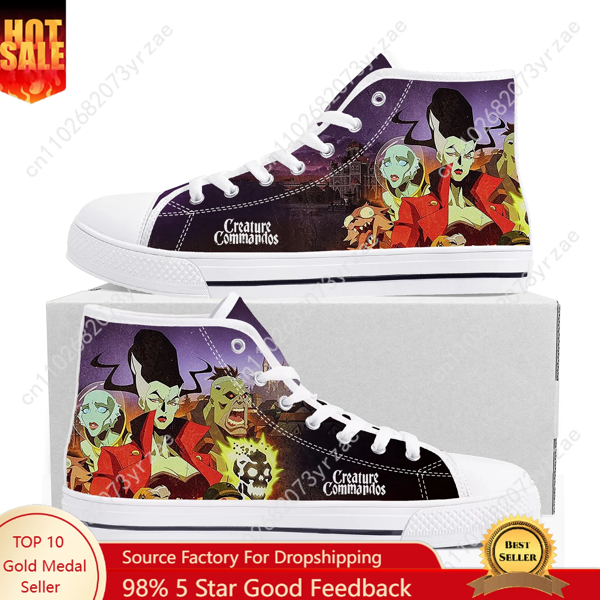 

Creature Commandos High Top High Quality Sneaker Mens Womens Teenager Canvas Sneaker Fashion Patterns Casual Shoe Custom Shoes