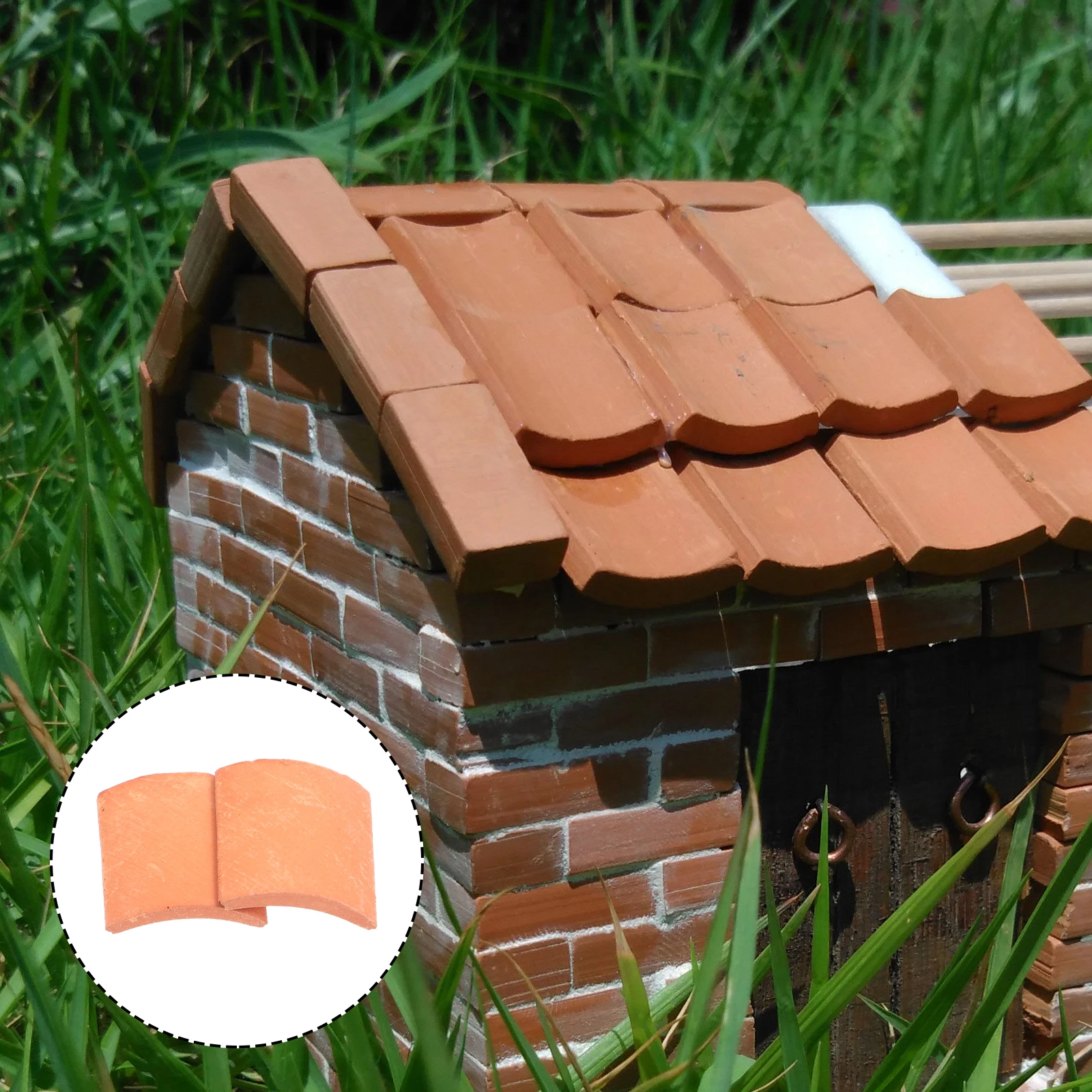 

80pcs Sand Table Clay Tiles Realistic Fake Mini Roof Tile For Diy Miniature House Decor Simulation Building Landscaping Props